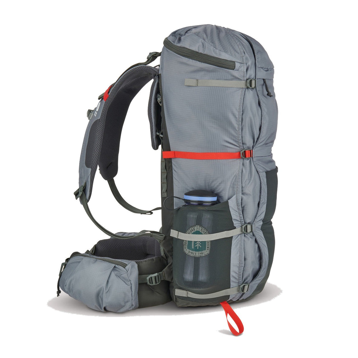 Sierra Designs Flex Trail 40-60L rucksack side view with stretch mesh pockets