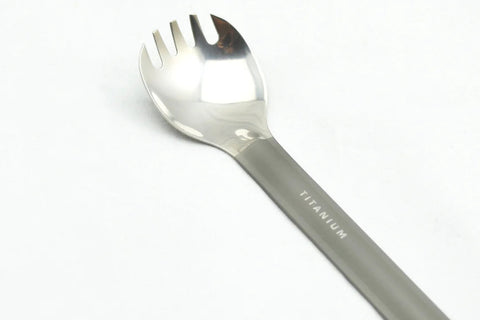 Titanium Long Handle Spork with Polished Bowl