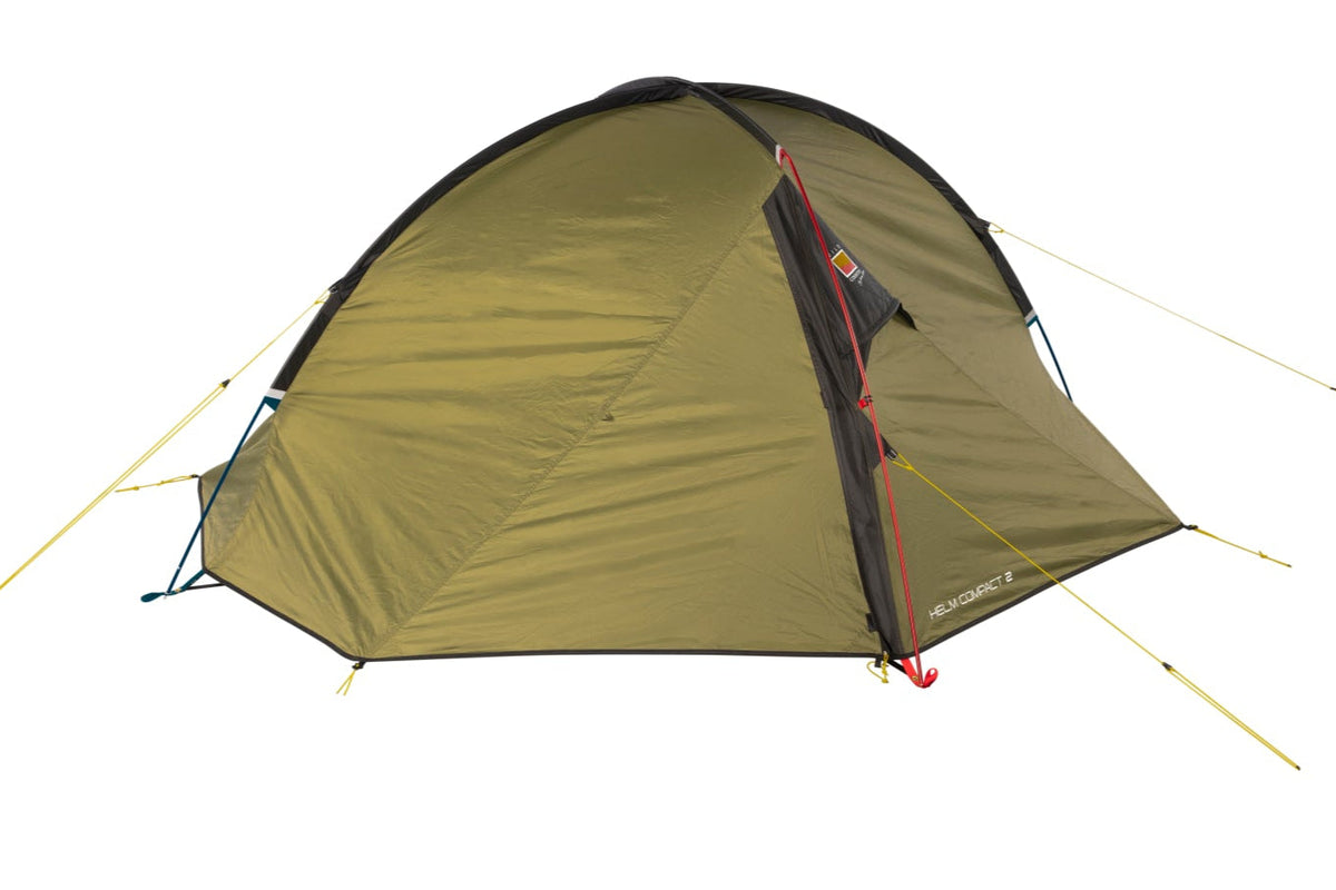 Green camping tent on a white background